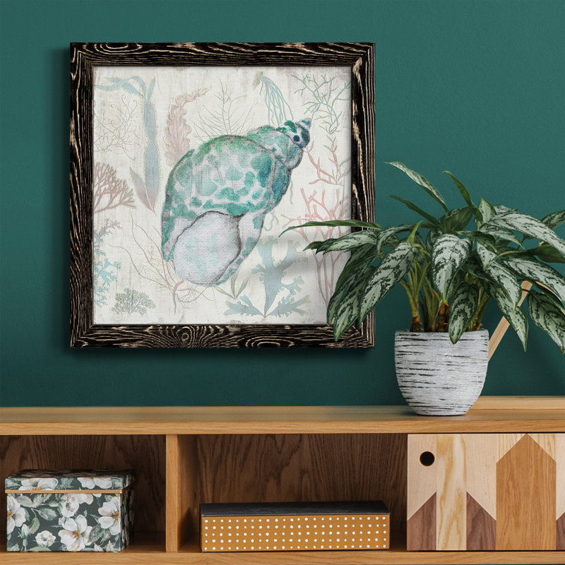 Océan bluff - peinture sur toile encadrée, H 17 po x l 17 po x P 1,5 po, Cadre noir