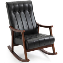 Ready Rocker Portable Rocking Chair, Modern Faux Leather, Carbon 