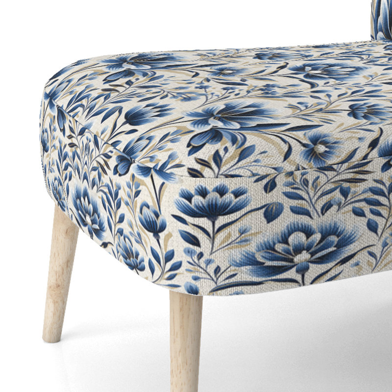 Fauteuil d'appoint rembourré bleu et blanc I