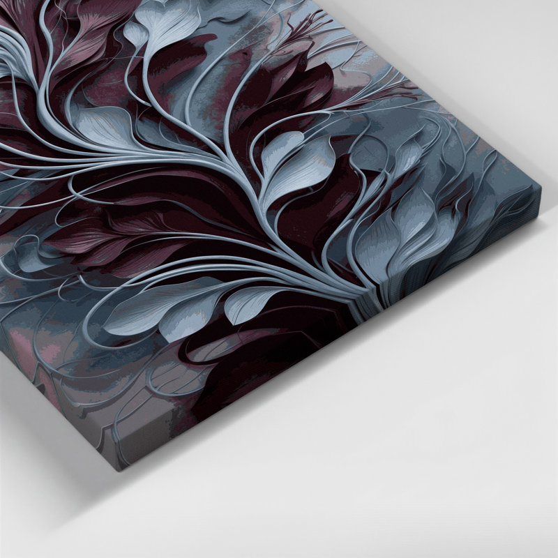 «Abstract Florals 21», art mural sur toile grise, H 20 po x l 16 po