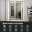 Miroir de salle de bain anti-buée intelligent à DEL avec façade et rétroéclairage à intensité variable-975441273