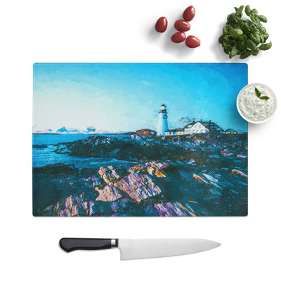 Glass Lighthouse in Cape Elizabeth Maine in Abstract Chopping Board