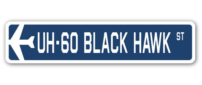 Plaque de rue Uh-60 noire Hawk en plastique robuste 4 po x 18 po