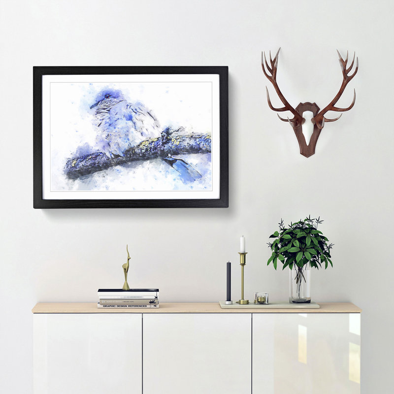 Turtledove in Abstract - Picture Frame Painting Print, Black, 50cm H x 76cm W x 2cm D