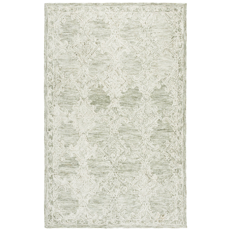 Abstract 561 Hand Tufted 80% Wool; 20% Cotton Damask Rug, Square 6'