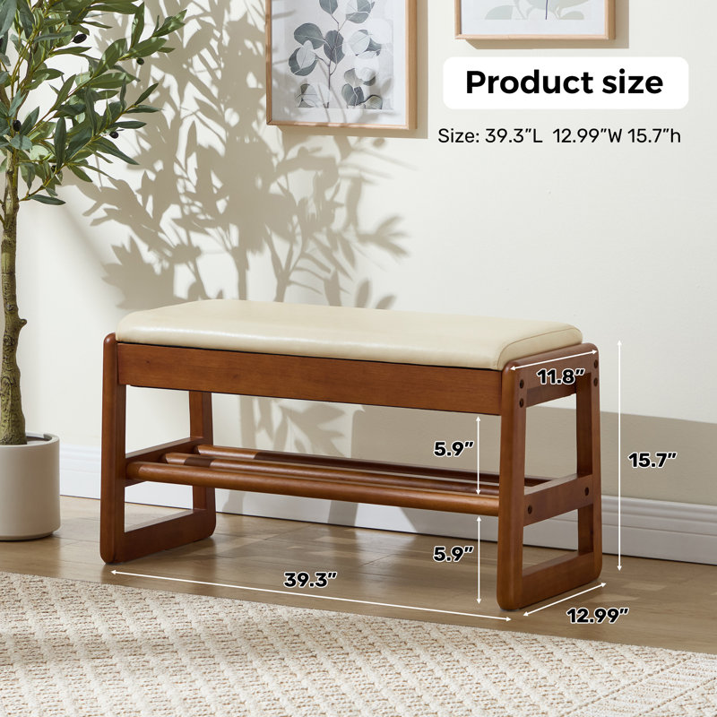 Entryway Shoe Organizer Bench with Open Storage, BEIGE