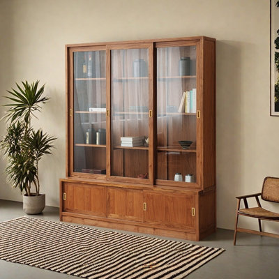 Japanese Style Sliding Cabinet Door Bookcase