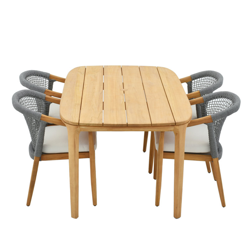 Ensemble repas d'extérieur 5 pièces en teck