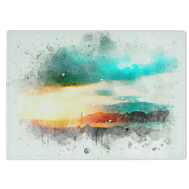 Tempered Glass San Francisco Skyline Chopping Board, 39 cm W x 28.5 cm L