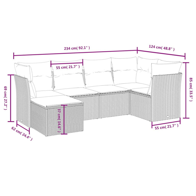 Ensemble de canapé de jardin modulaire en rotin PE Vidaxl