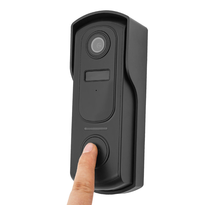 Sonnette sans fil à bouton-poussoir, Noir satiné