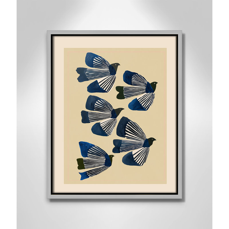 Imprimé indigo par ville, 12.5'' W x 15.5'' H, Toile avec cadre, Flottant argent