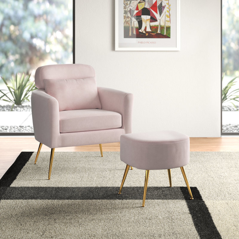 Azoriah 28.9 Wide Armchair, Pink Velvet
