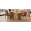 Ensemble de table et de chaises. Table de salle à manger en grain de bois MDF, jumelée à des chaises en tissu avec pieds en métal-486365580