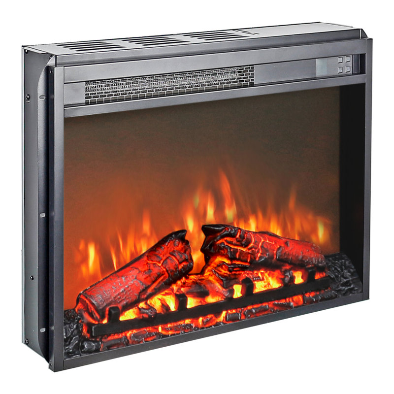 Foyer électrique de 23 pouces: appareil de chauffage ultra mince avec bûches et flammes réalistes. Minuterie et protection contre la surchauffe télécommandées. 1400 W de chaleur, 5000 / H, 11 réglages de température, 4 réglages de luminosité