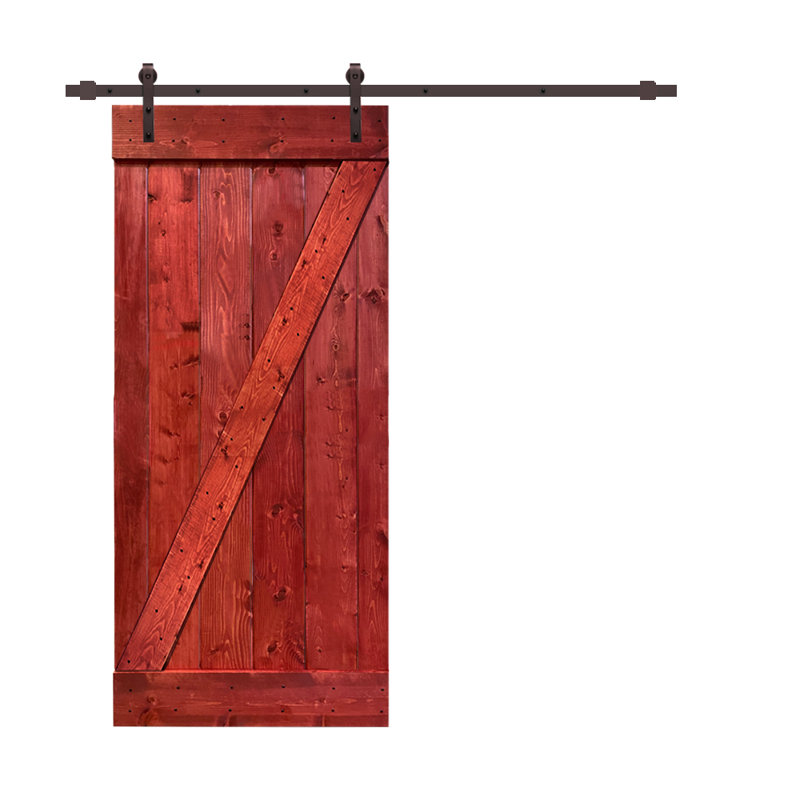 Solid Pine Light Green Barn Door with Matte Black Hardware