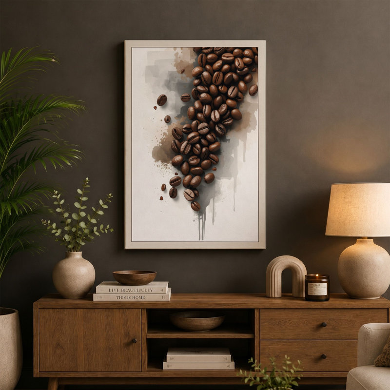 Coffee in Motion Modern - Wrapped Canvas, 30x20 - 76.2 x 50.8 cm, Taupe Border