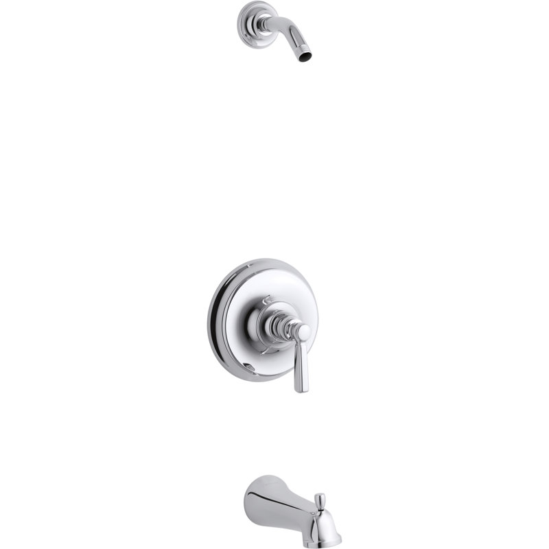 Kohler Bancroft Rite-Temp Bath and Shower Valve Trim with Metal Lever Handle and Slip-Fit Spout, Less Showerhead