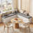 L-Shaped Corner Bench With Storage, Breakfast Nook Bench With Gray Cushions