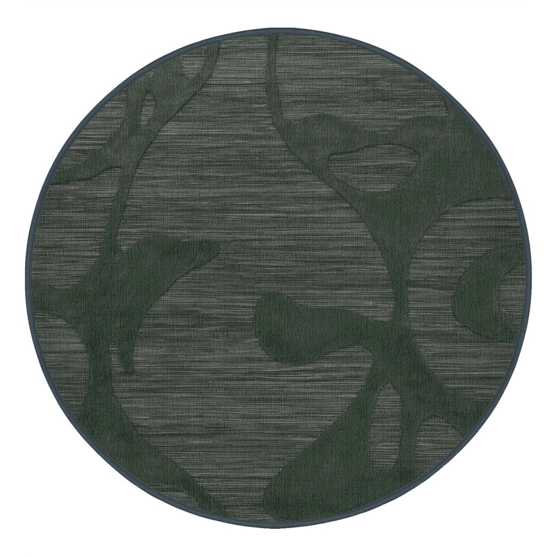 Tapis abstrait gris lavable à la machine, Rond 8 pi