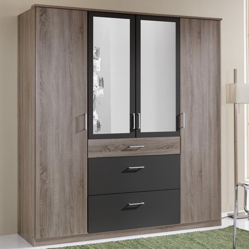 Uthyr 4 Door Manufactured Wood Wardrobe, Montana oak, Alpine white