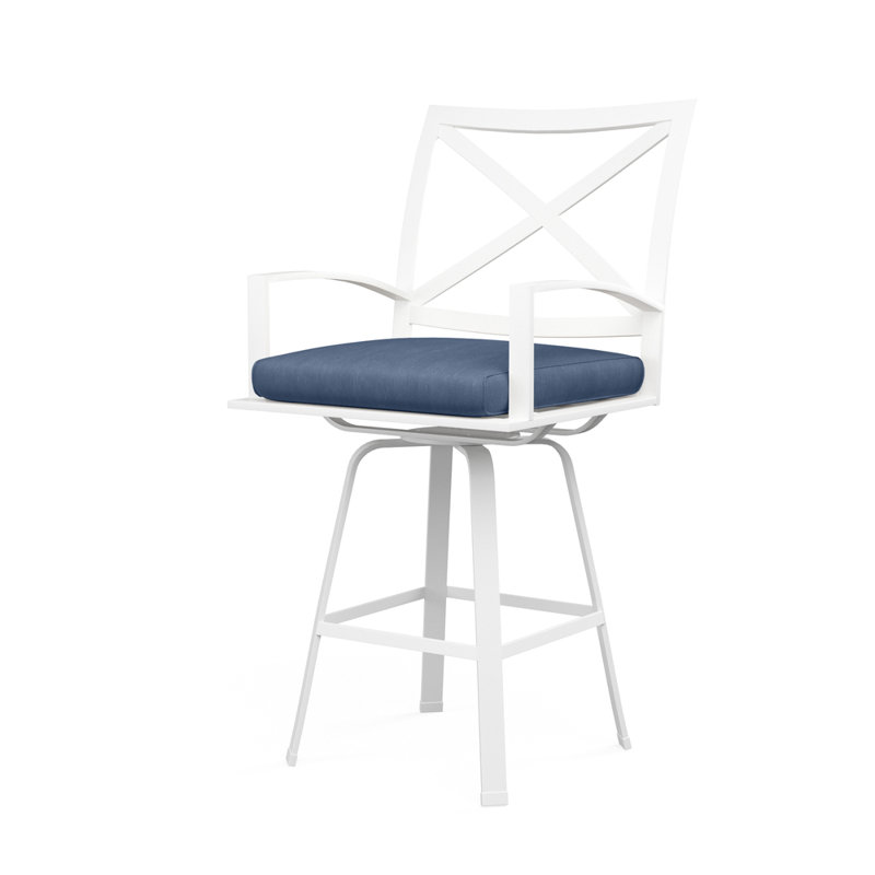 Bristol Outdoor Swivel Bar Stool, Counter Stool (26” Seat Height), Echo Midnight Sunbrella®