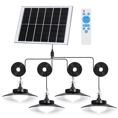 4-light Outdoor Solar Pendant Lights Dimmable Solar Shed Lights With Motion Sensor