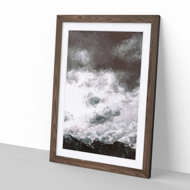 Cloudy Mountain - Picture Frame Painting, Walnut Framed, 48cm H x 36cm W x 2cm D