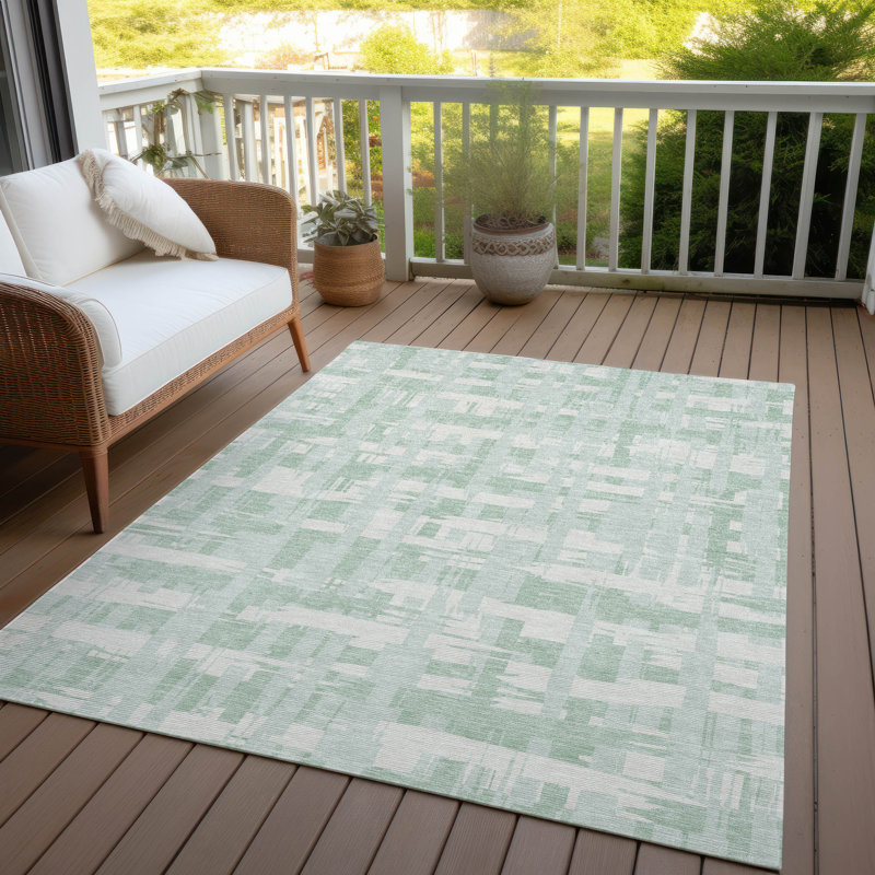 Tapis intérieur / extérieur lavable à la machine à la menthe Chantille, Rectangulaire 3 pi x 5 pi