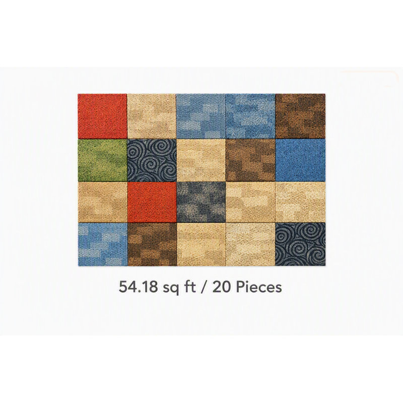 Carreau de tapis assorti adhésif Tread Haven 19,75 po x 19,75 po - 20 pièces couvrant 54,18 pieds carrés