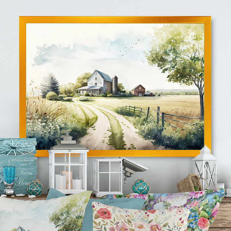 «Welcome To The Farm IV», art mural sur toile, H 12 po x l 20 po x P 1 po, Cadre doré