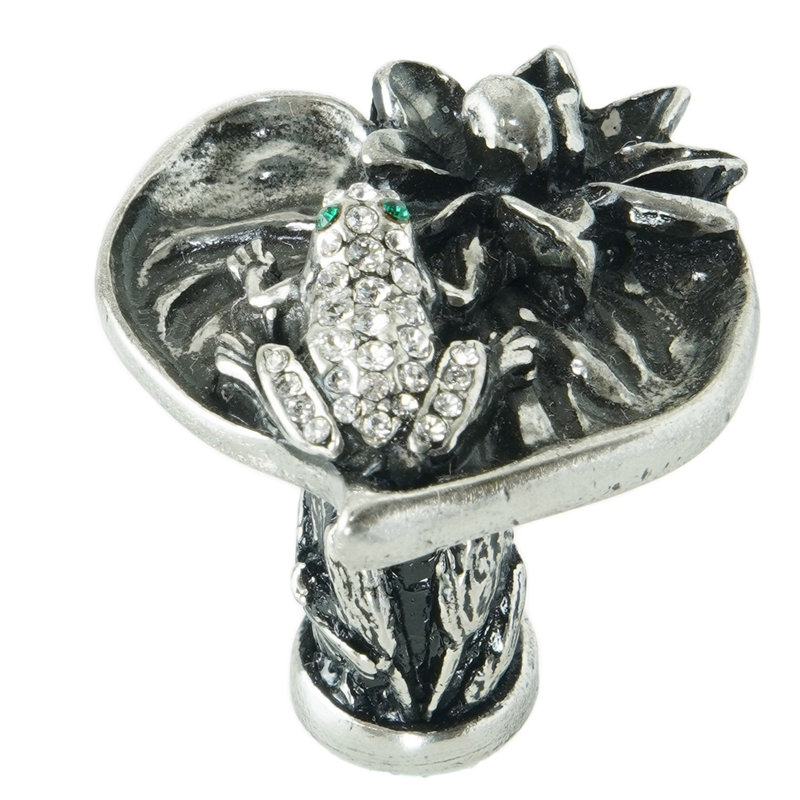 Nénuphars; grand lys et grenouille décorés de cristaux Swarovski au fini calice, Argent argent