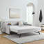  Lit de jour simple rembourré avec couchette coulissante simple, port de charge USB et tissu en lin moderne, beige-1266262198