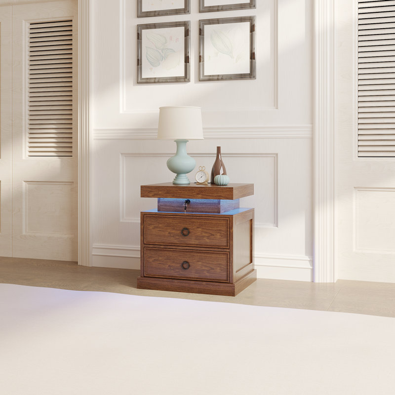 49.8cm W Bedside Table, Brown