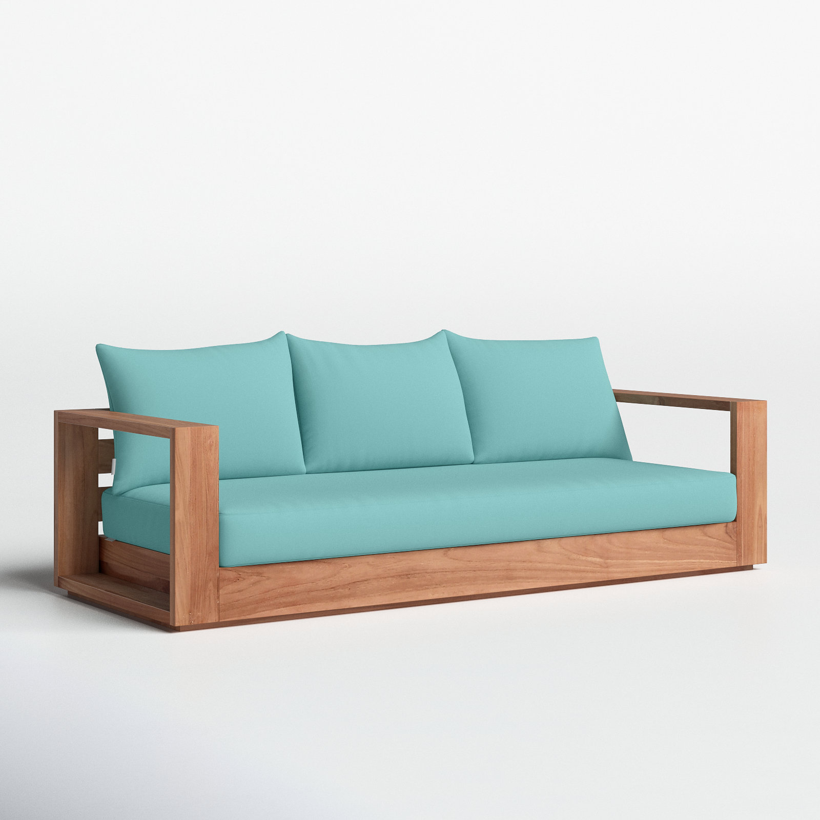 Tulum 87" Teak Patio Sofa, Sea Blue