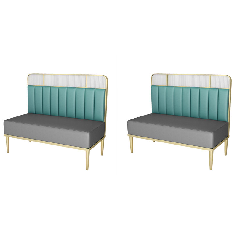 Banc rembourré en similicuir Light Luxury, Aqua / Gris clair