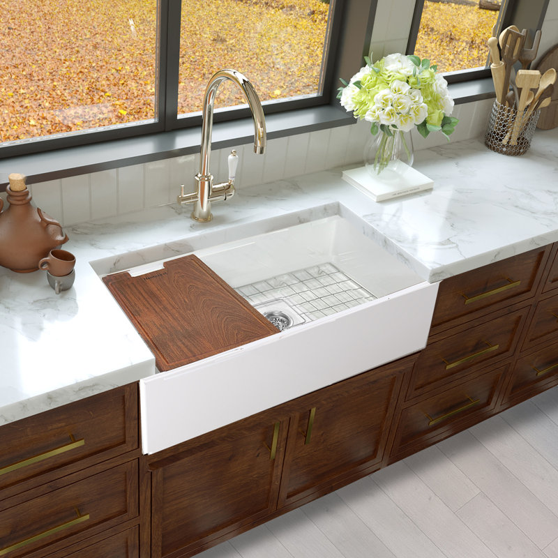 Cape 33'' L Farmhouse Single Basin Kitchen Sink, White