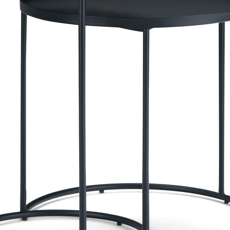 Ensemble de deux tables gigognes rondes en fer noir