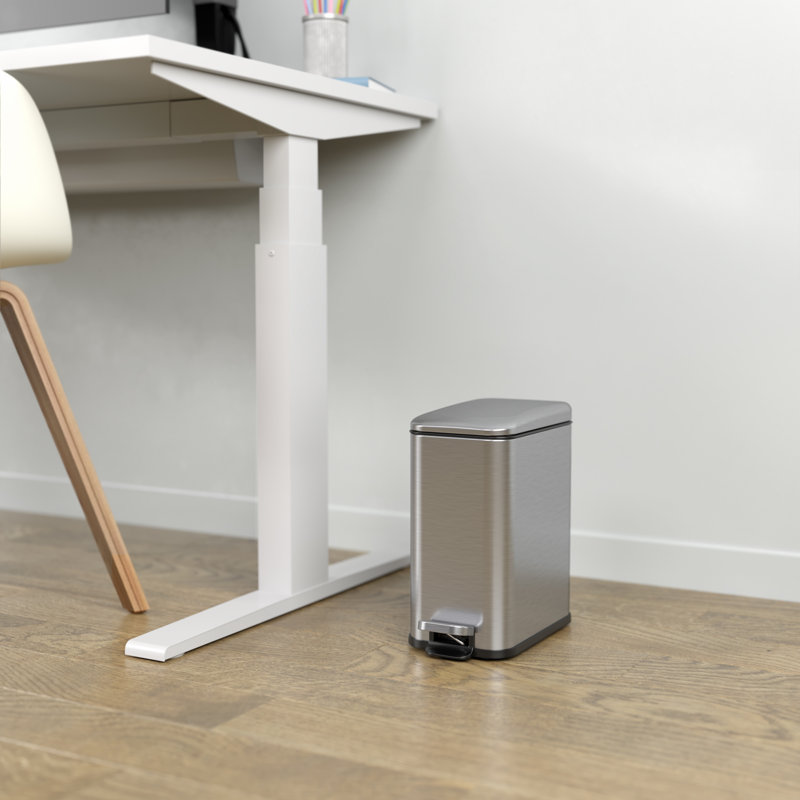 Slim Stainless Steel Fingerprint Resistant Trash Can with Flip Lid, 1.3 Gallon