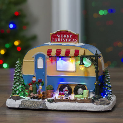 9" LED Lighted Camper Christmas Village Display Piece