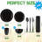 64 Pcs Wheat Straw Dinnerware Sets With Stainless Steel Flatware
