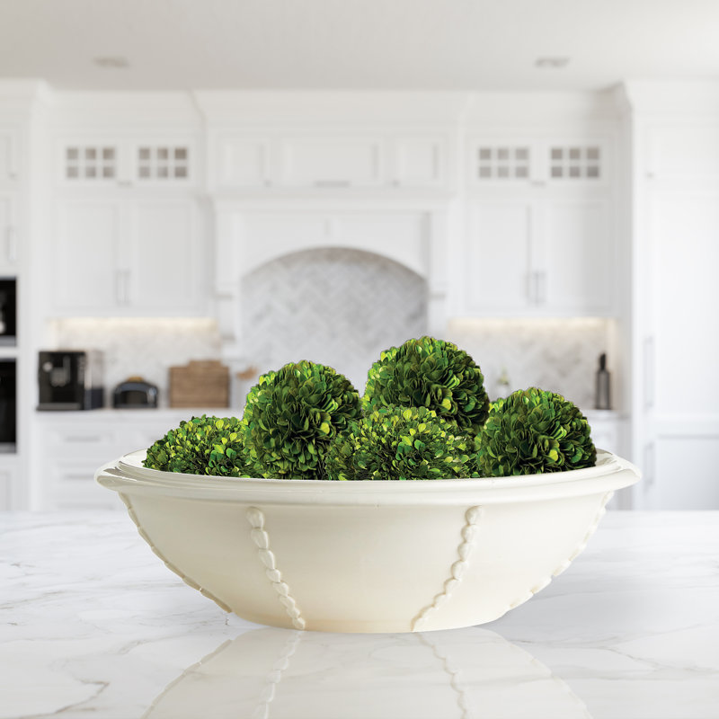 Handmade Ceramic Decorative Bowl, White, 6" H x 21" W x 21" D