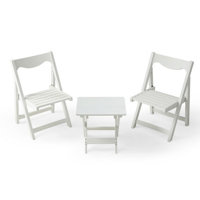 Hips Outdoor Foldable Furniture , 2 Chairs And Rectangular White Table For Modern Living With In Indoor