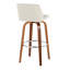 Tabouret de bar 30 po à hauteur fixe avec pivot en bois de noyer et tissu crème Toriano-108382047-108382036