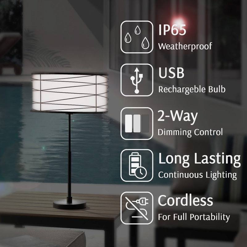 29.75'' Black Cordless LED Outdoor Table Lamp