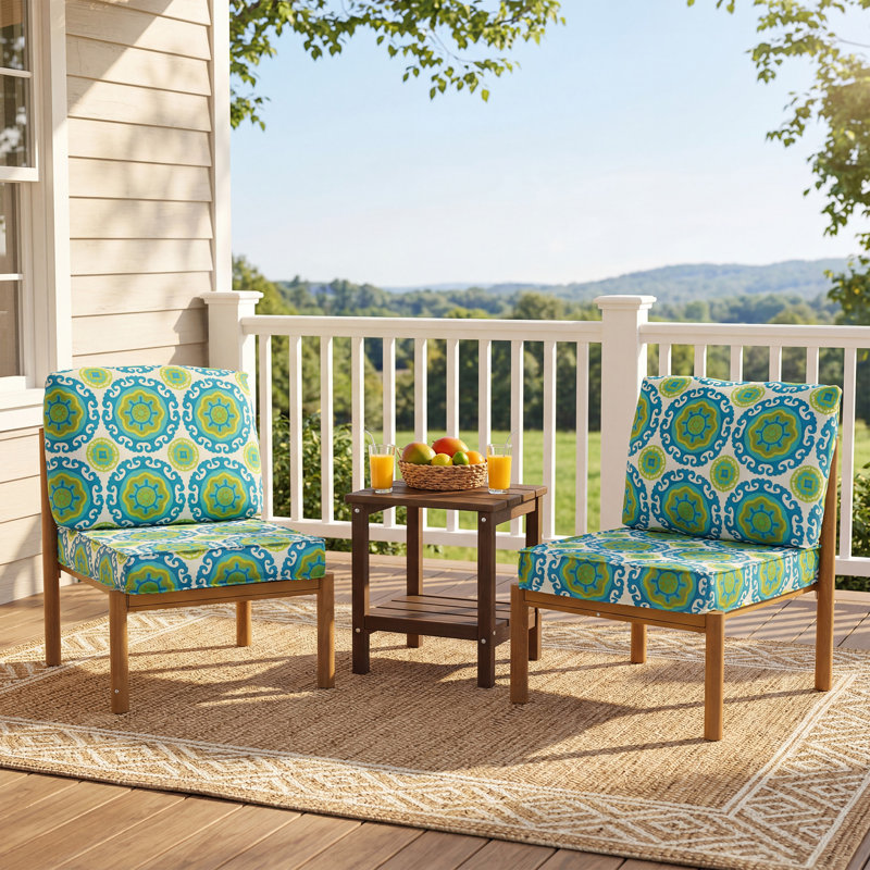 Patio Outdoor Accent Chairs with Water-Resistant Cushions (Set Of 2), Geometric