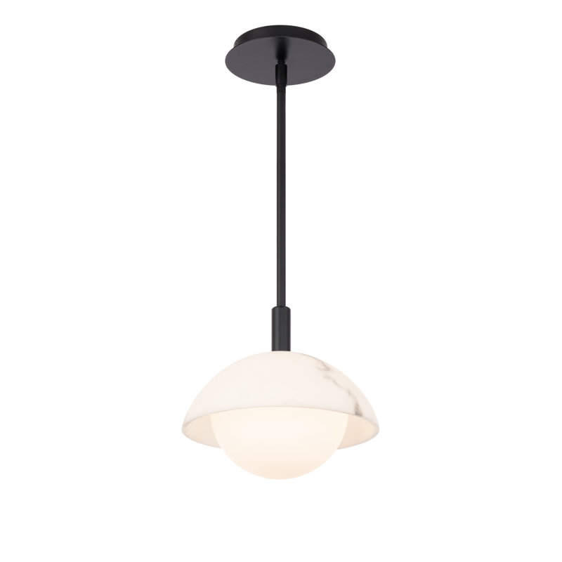Black LED Pendant with Faux Alabaster Shade