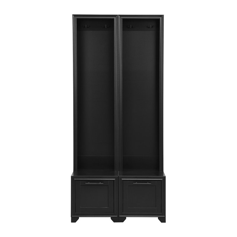 Elegant Free Standing Hall Tree Set of 2, Multifunctional 3-IN-1 Entryway Coat Rack with Retro Handles, Seating Bench with Storage Drawers for Hallway, Living Room