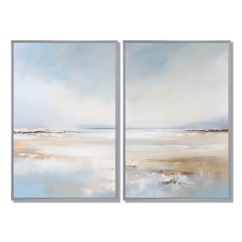 «Soft Color Beach Horizon I - Coastal Coastal Minimalisme, impressions sur toile, Silver, 36" H x 48" W