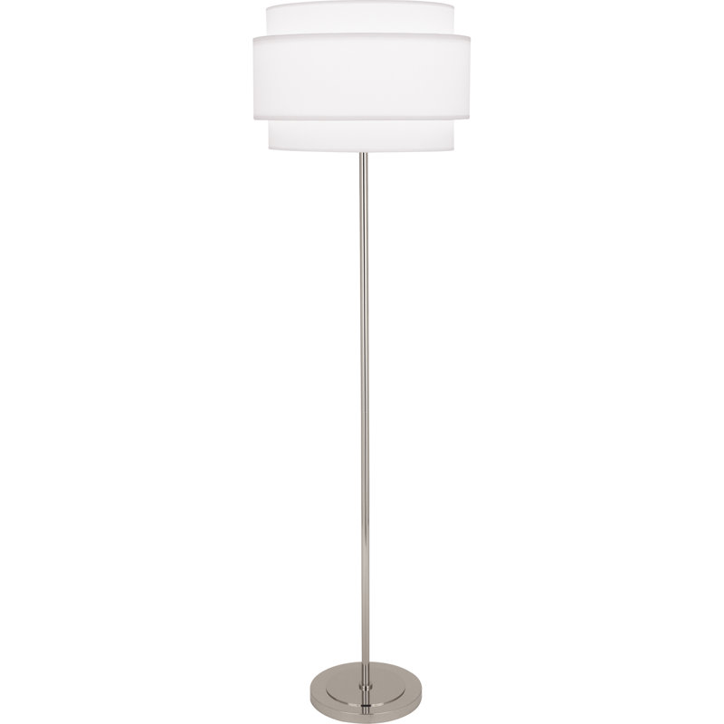 Lampe sur pied 62,75 po Decker, Nickel poli, Blanc Ascot